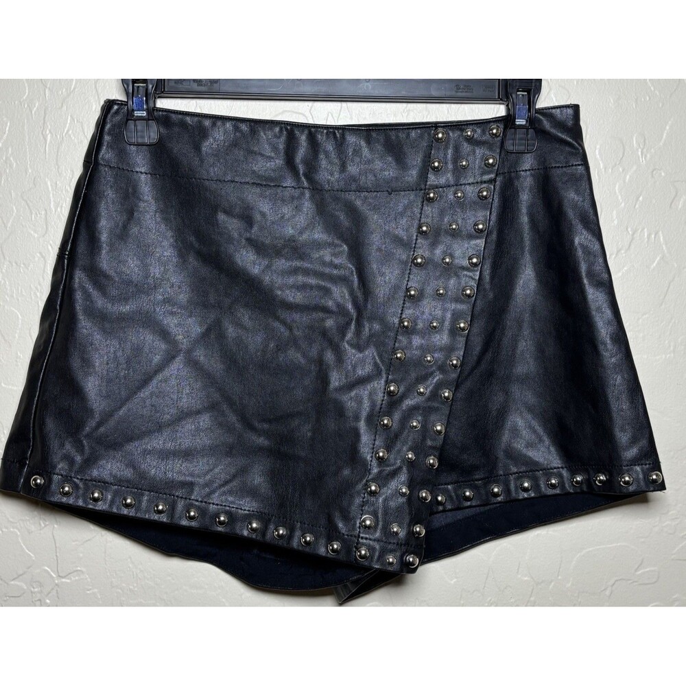 Free People Low Rider Studded Wrap Skort Vegan Leather Low Rise Studs Size 0